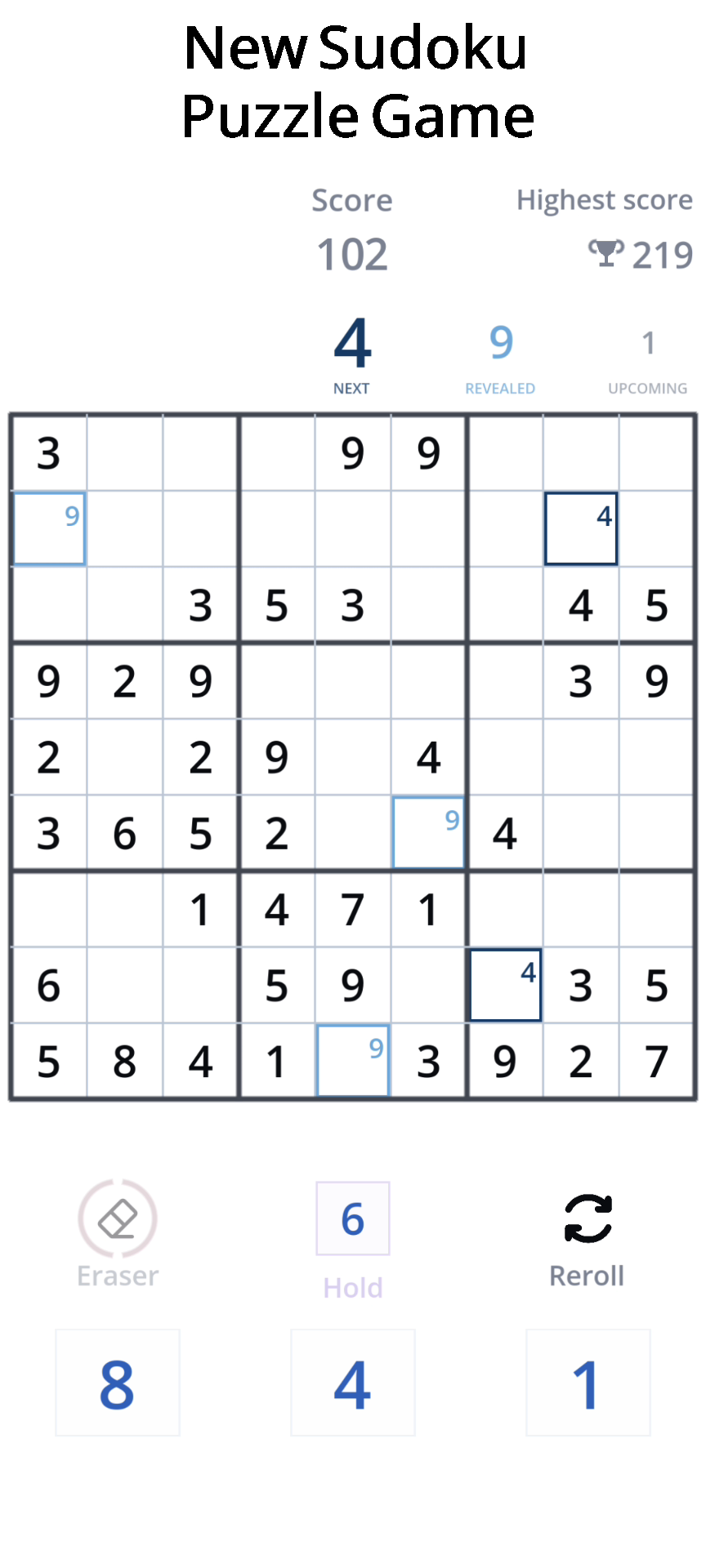 Numerift number puzzle in progress